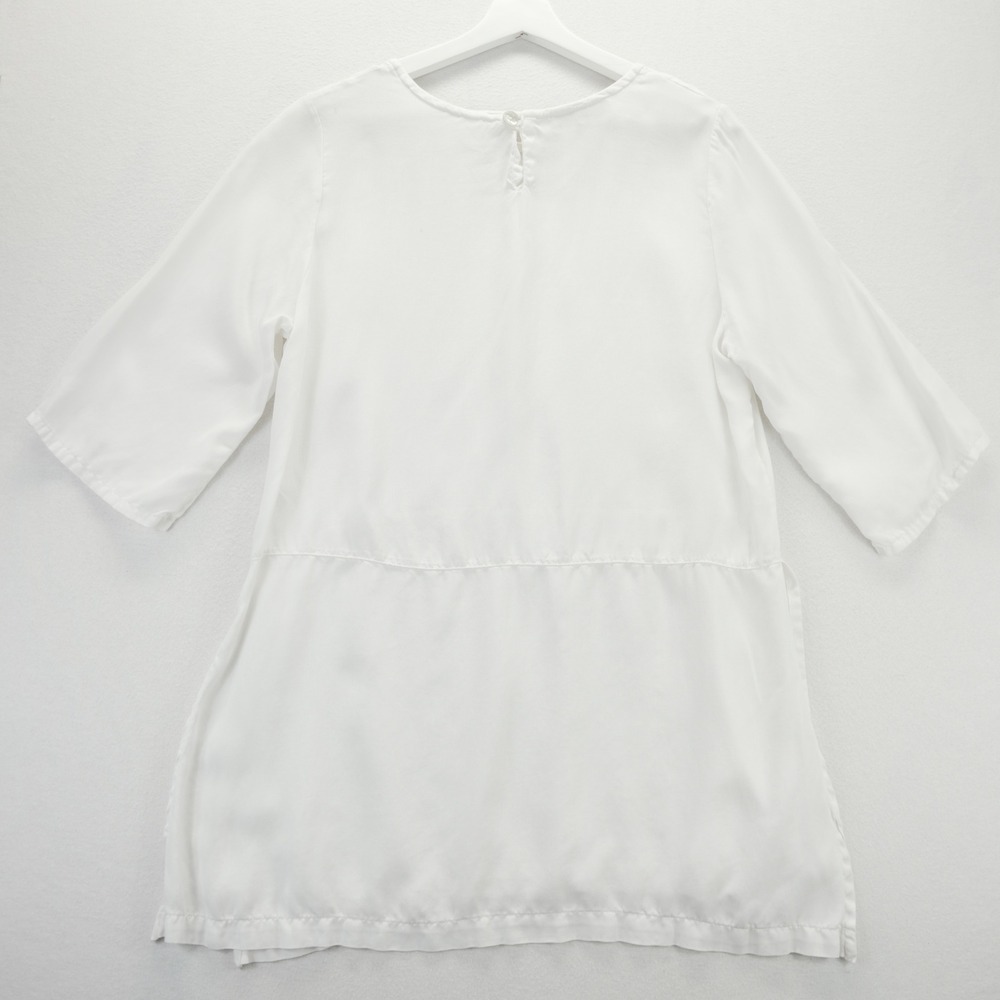 Bryn‎ Walker White Tencel Babydoll Tunic Top 3/4 Sleeve Made in USA Womens Small - Picture 8 of 10